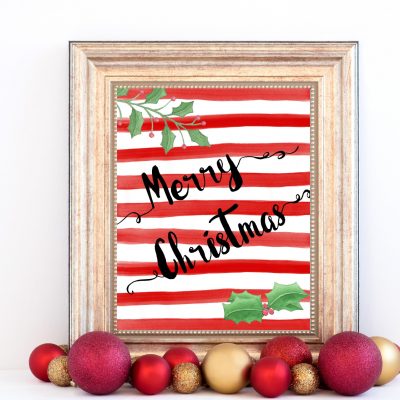 Merry Christmas Red & White Stripes
