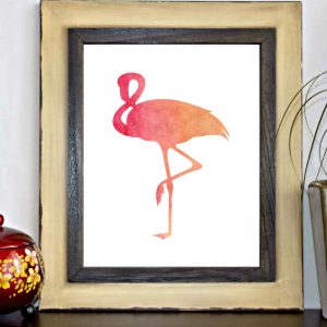 Red & Orange Watercolor Flamingo