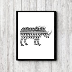 Black & White Rhino Silhouette