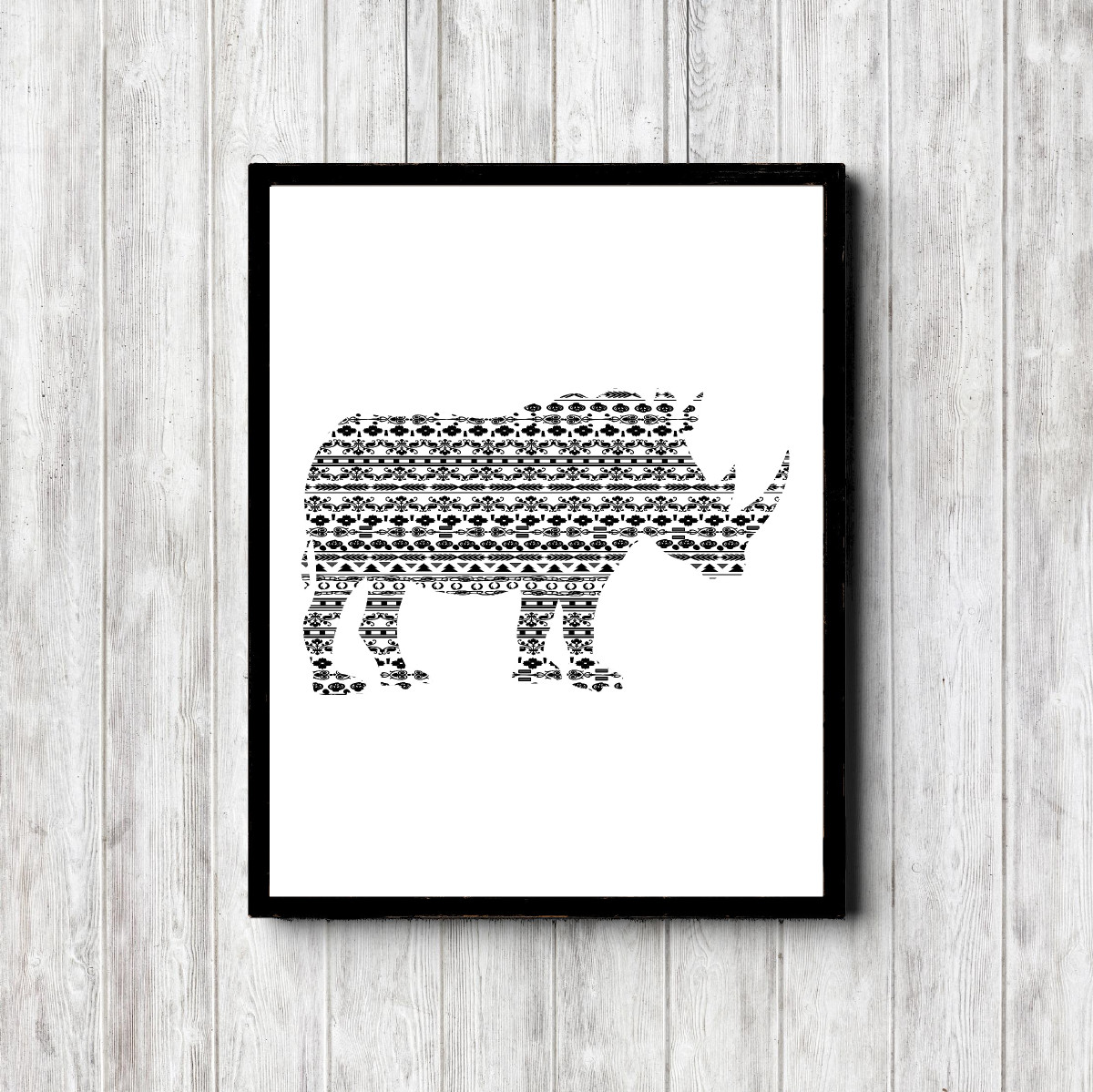 Black & White Rhino Silhouette Printable