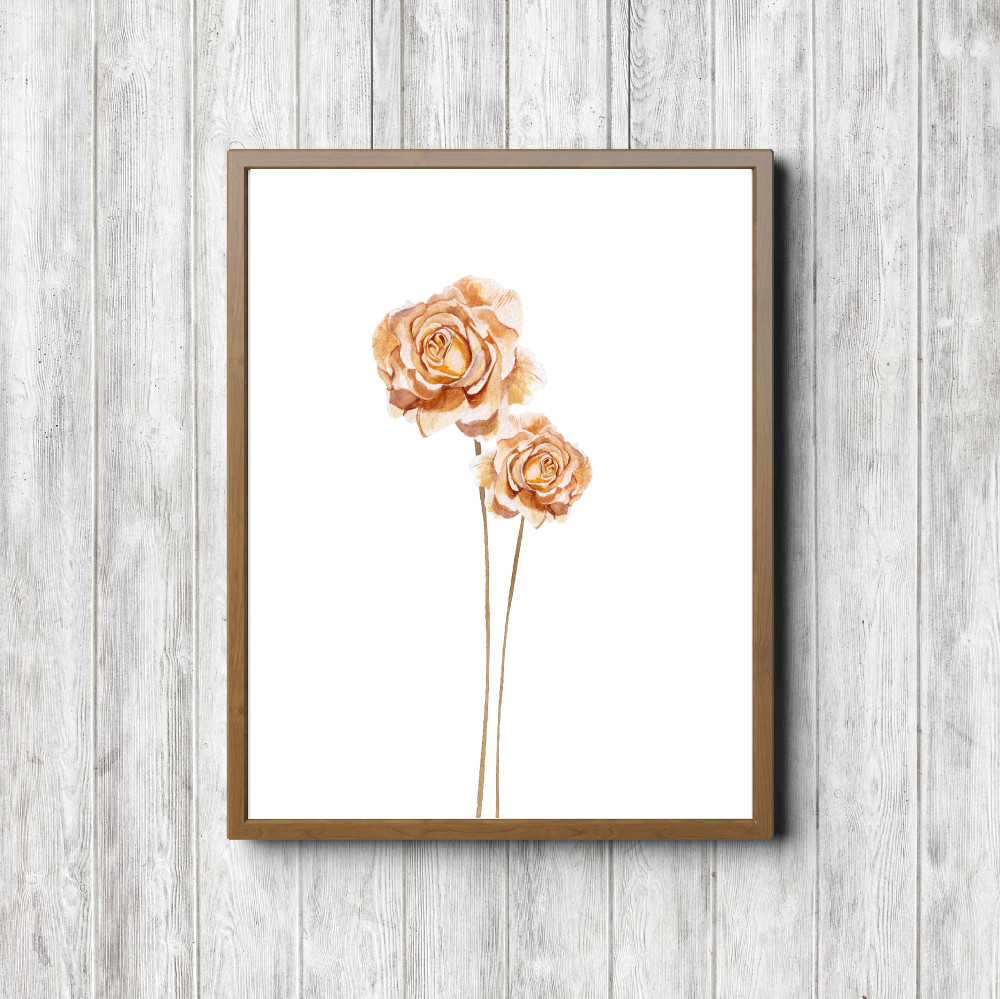 Printable Rustic Watercolor Roses