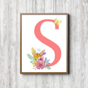 Letter S - Bouquet & Butterfly