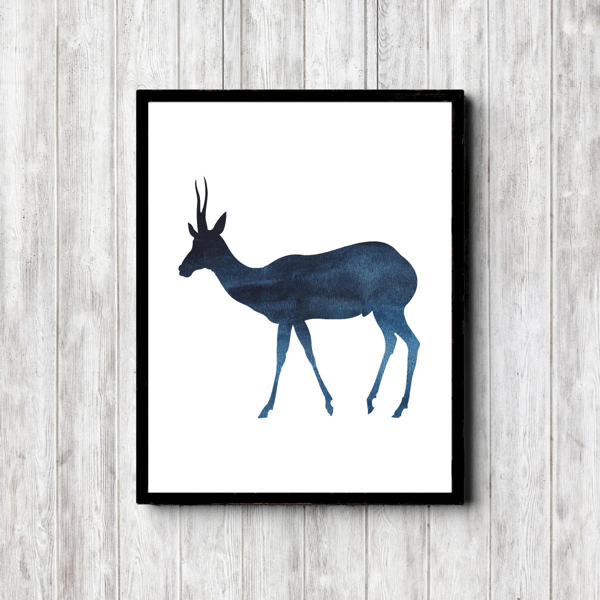 Blue Watercolor Springbok Silhouette Printable