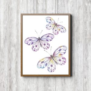 Pastel Purple Watercolor Butterflies