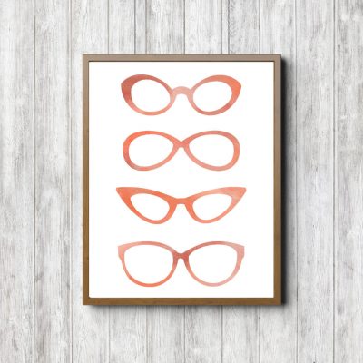 Orange Watercolor Spectacles Decor