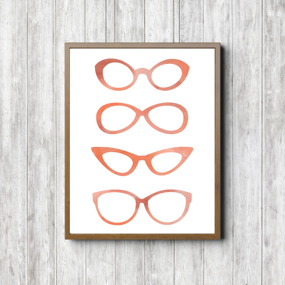 Orange Watercolor Spectacles Decor Printable