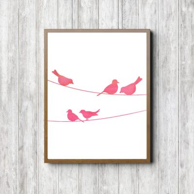 Pink Birds On A Wire