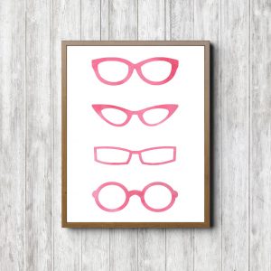 Pink Watercolor Eyeglasses Printable
