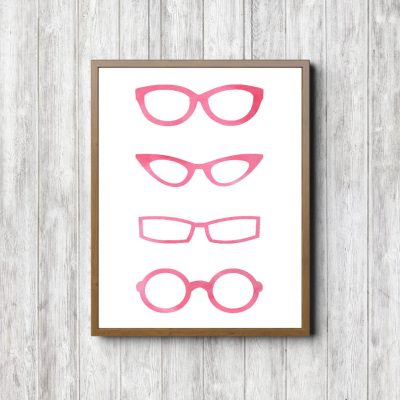 Pink Watercolor Eyeglasses Printable
