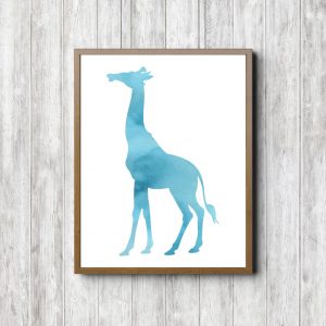 Turquoise Watercolor Giraffe Silhouette