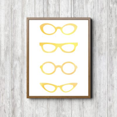 Yellow Eyeglasses Wall Decor