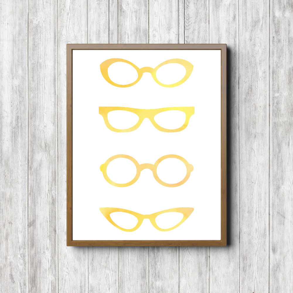 Yellow Eyeglasses Wall Decor Printable