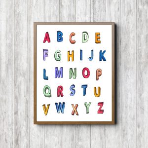 Bright Watercolor Alphabet Poster
