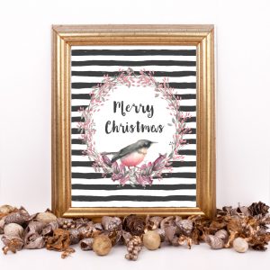 Merry Christmas Wreath & Bird