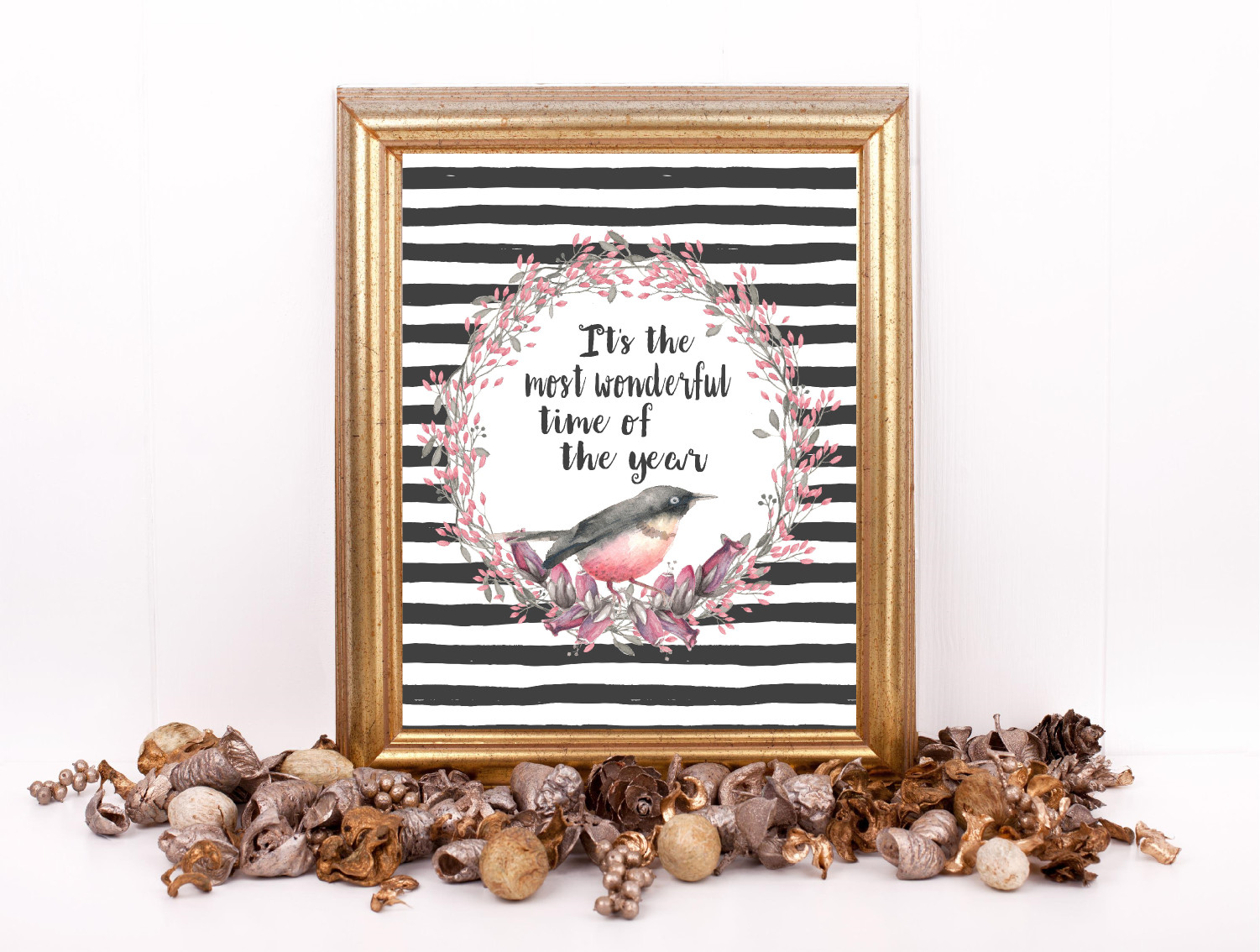 Bird & Wreath Time Of Year Printable