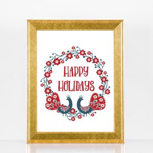 Wreath & Birds Holiday Printable
