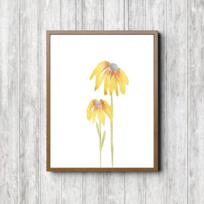 2 Yellow Flowers Office Decor