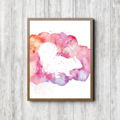 Pink Watercolor Squirrel Silhouette