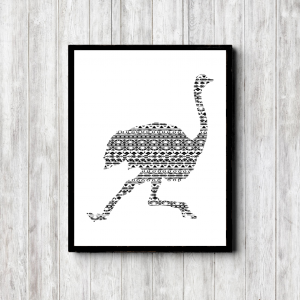 Black & White Ostrich Silhouette