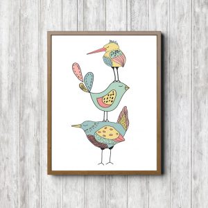 Three Hand Drawn Birds