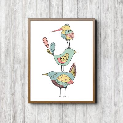 Three Hand Drawn Birds