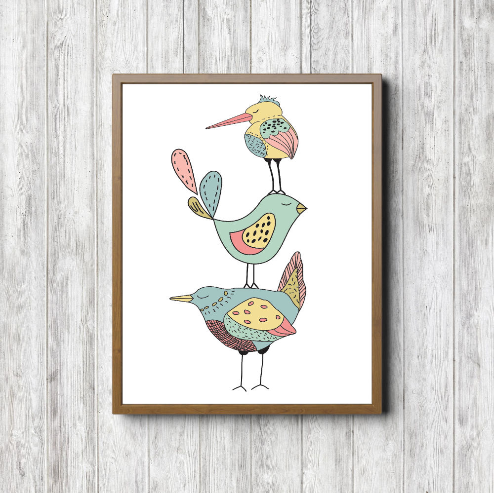 Three Hand Drawn Birds Printable