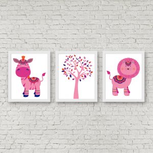 Zebra Lion & Tree Boho Set