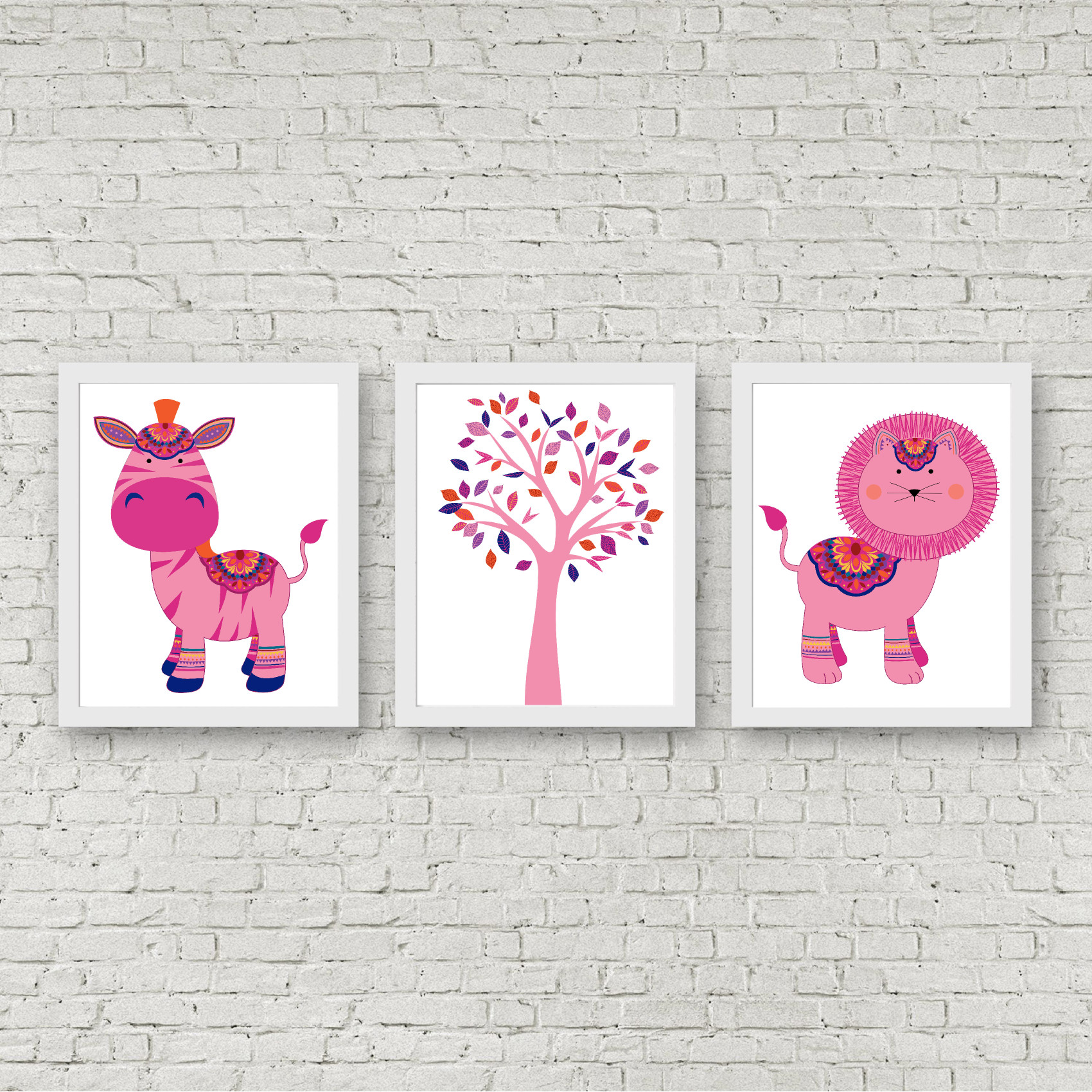 Zebra Lion & Tree Boho Set Printable
