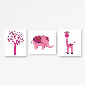 Tree Elephant & Giraffe Boho Set