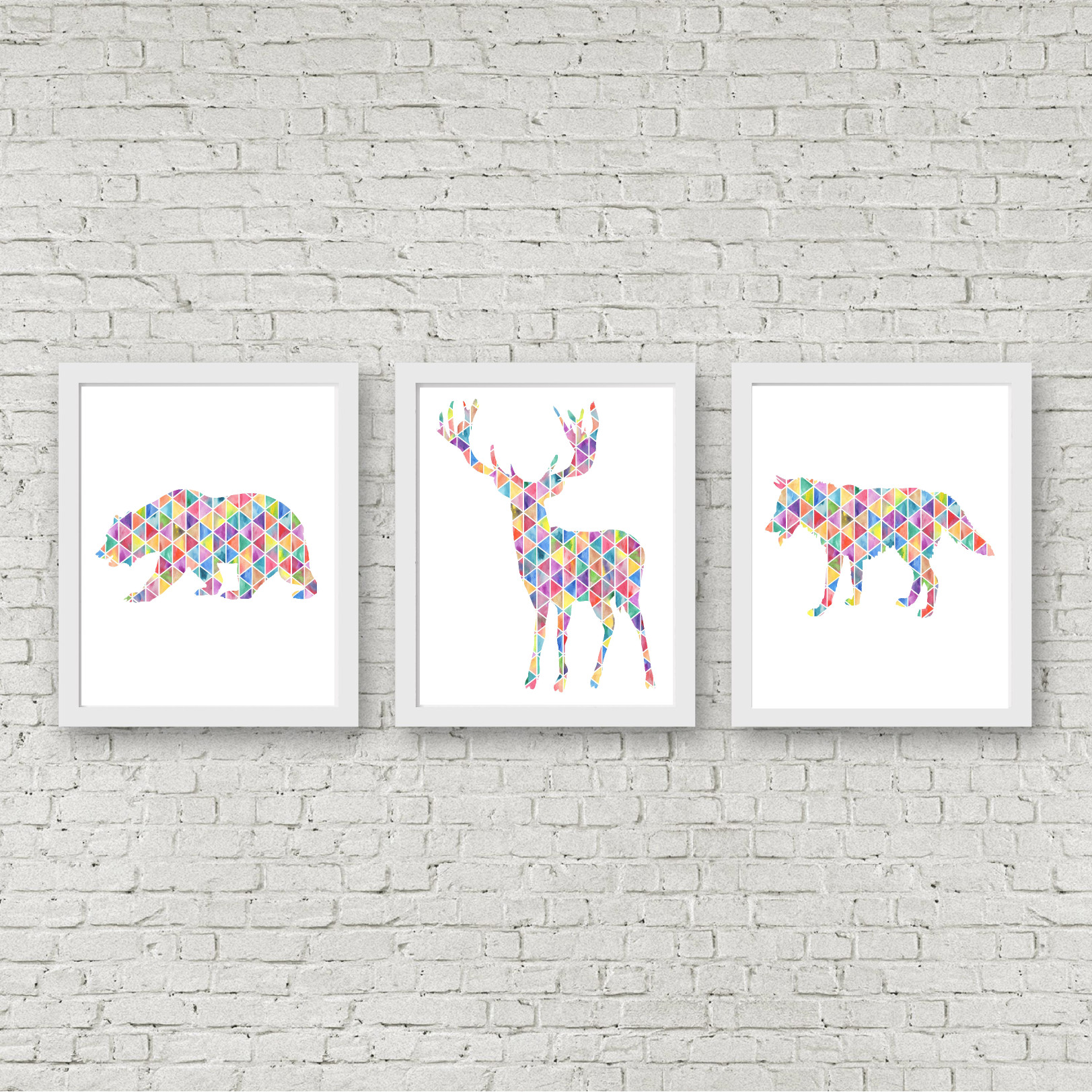 Geometric Bear Deer & Wolf Printable Set