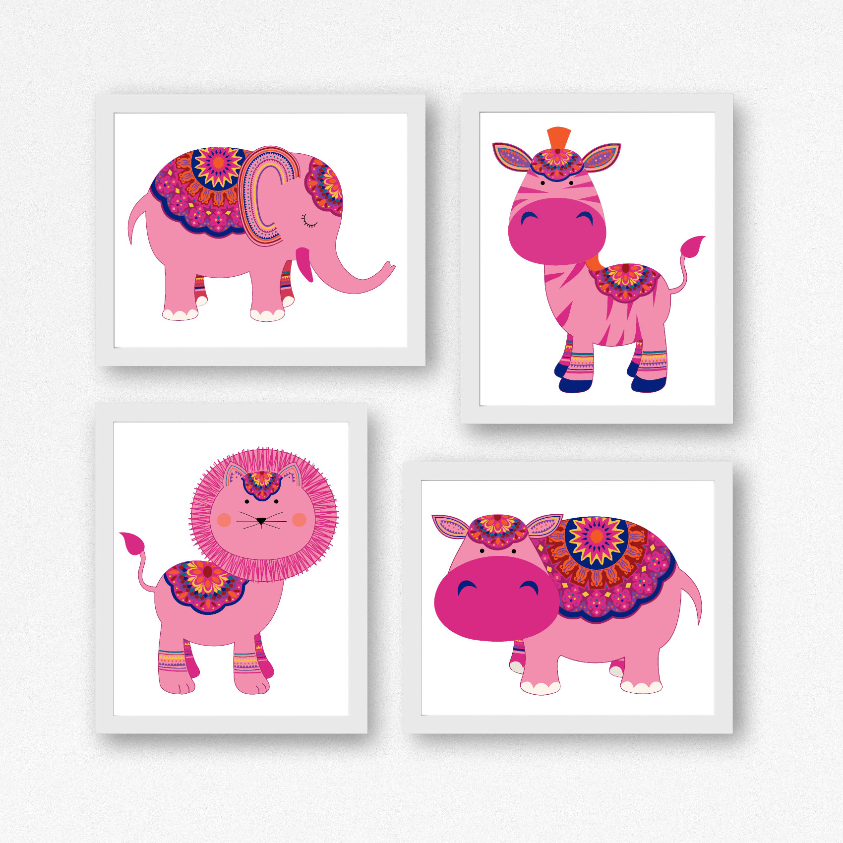 Pink Boho Animal Set Printable