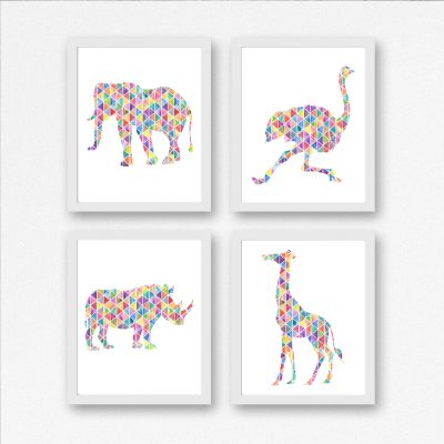 Geometric African Safari Animals Set