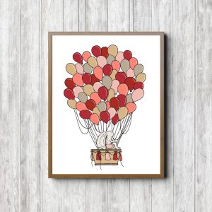 Bunny With Red & Pink Balloons