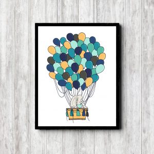Bunny With Blue Balloons