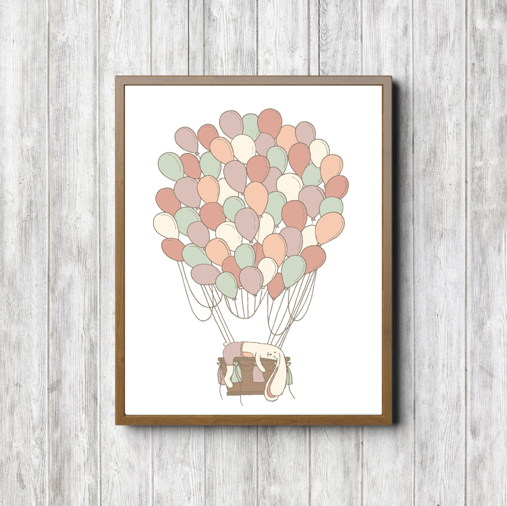 Lazy Bunny With Blush Balloons Printable