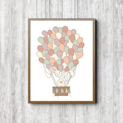 Cute Bunny With Blush Pink Balloons