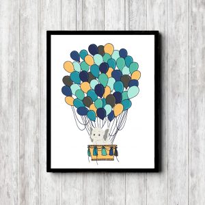 Elephant With Blue Balloons