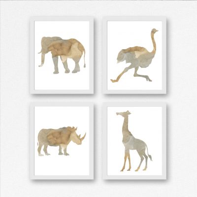 Beige African Safari Animals Set