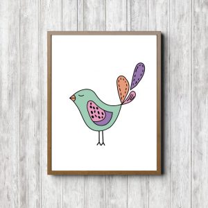 Mint Hand Drawn Bird