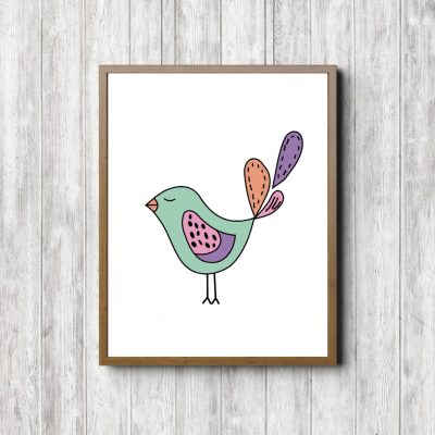 Mint Hand Drawn Bird