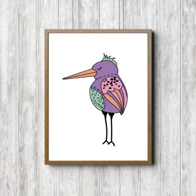 Whimsical Hand Drawn Bird