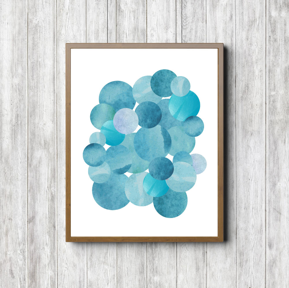 Blue Textured Abstract Circles Printable