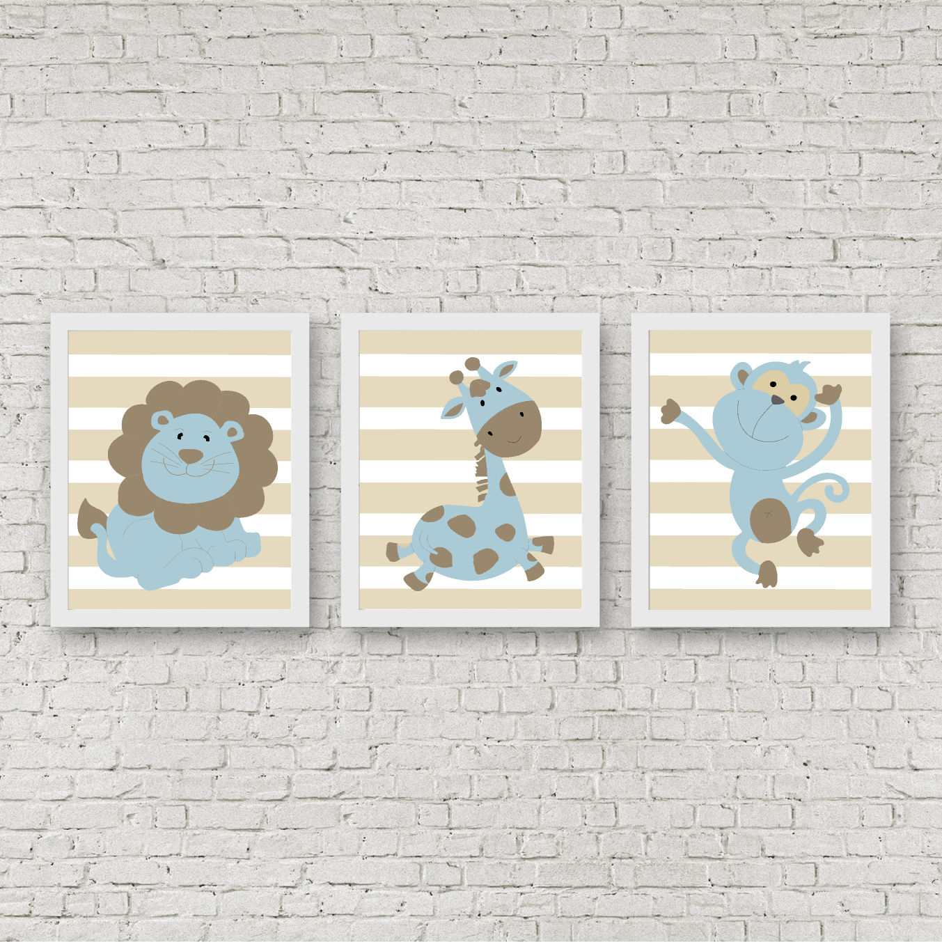 Blue African Wildlife Set Printable