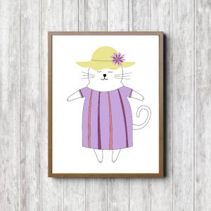 Cat With Lavender Dress