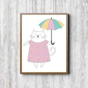 Cat With Pink Umbrella
