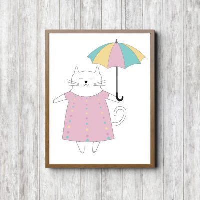 Cat With Pink Umbrella