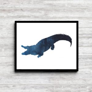 Watercolor Crocodile/Alligator Silhouette