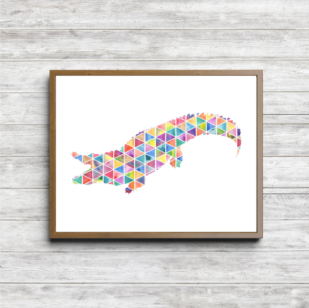 Geometric Crocodile/Alligator Silhouette Printable