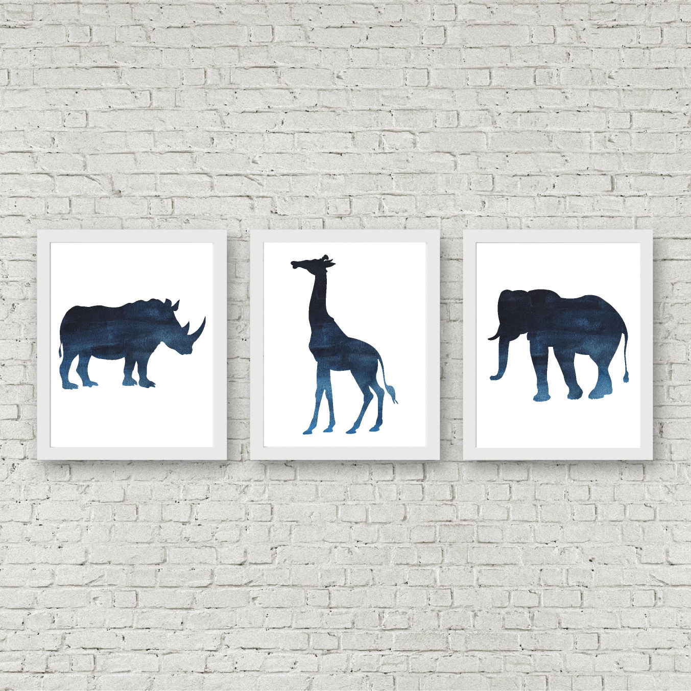 Blue Watercolor Safari Animals Printable Set