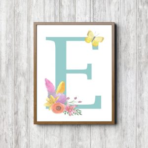 Initial E - Bouquet & Butterfly